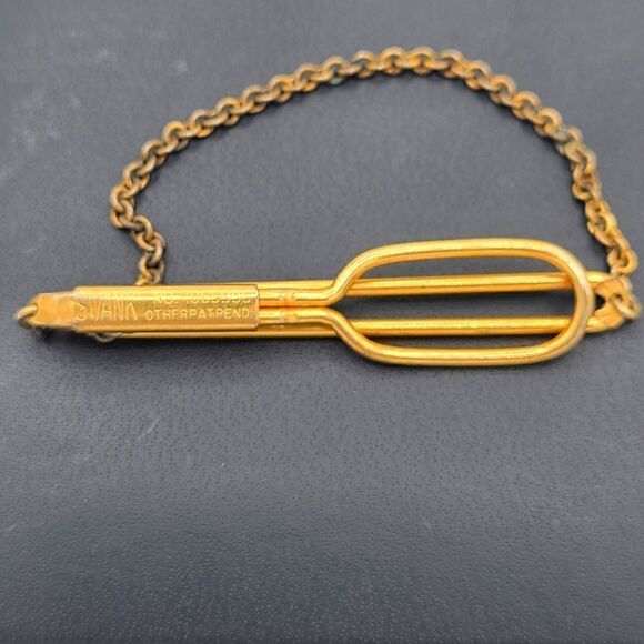 Vintage Swank Gold Tone Art Deco Style Tie Bar Clip / Clasp - Picture 1 of 8